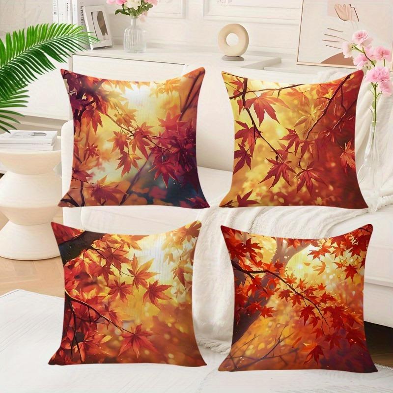 Warm Autumn Maple Leaf Pillowcases: Cozy Fall-Themed Home Decor Pillow Covers