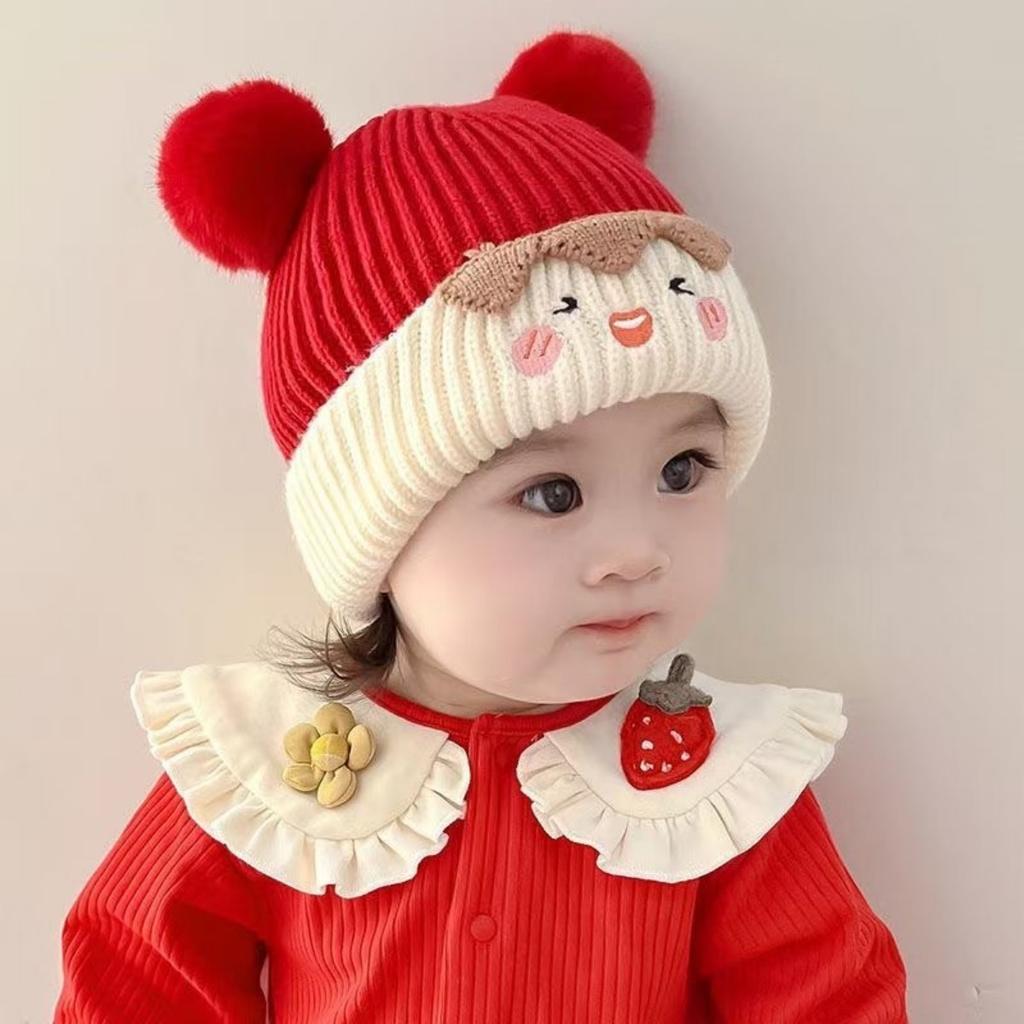 New Autumn and Winter Baby Ear Protection Hat, Warm and Cold Proof Hat, Comfortable Baby Double Ball Soft and Sticky Toe Cap