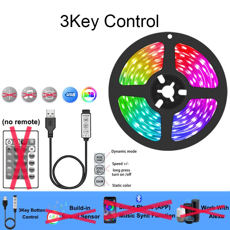 

Bluetooth Led Strip Lights For Tv Smart Led Tape Lights Usb 5V Led Lights Strip Remote Led Ribbons Strip Rgb Lighting Decoration 30Led-m&5050 Non Waterproof&1M RGB