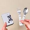 2Pcs/Box Portable Foldable Dinnerware Set 304 Stainless Steel Folding Fork Spoon With Cutlery Box Cute Outdoor Tableware