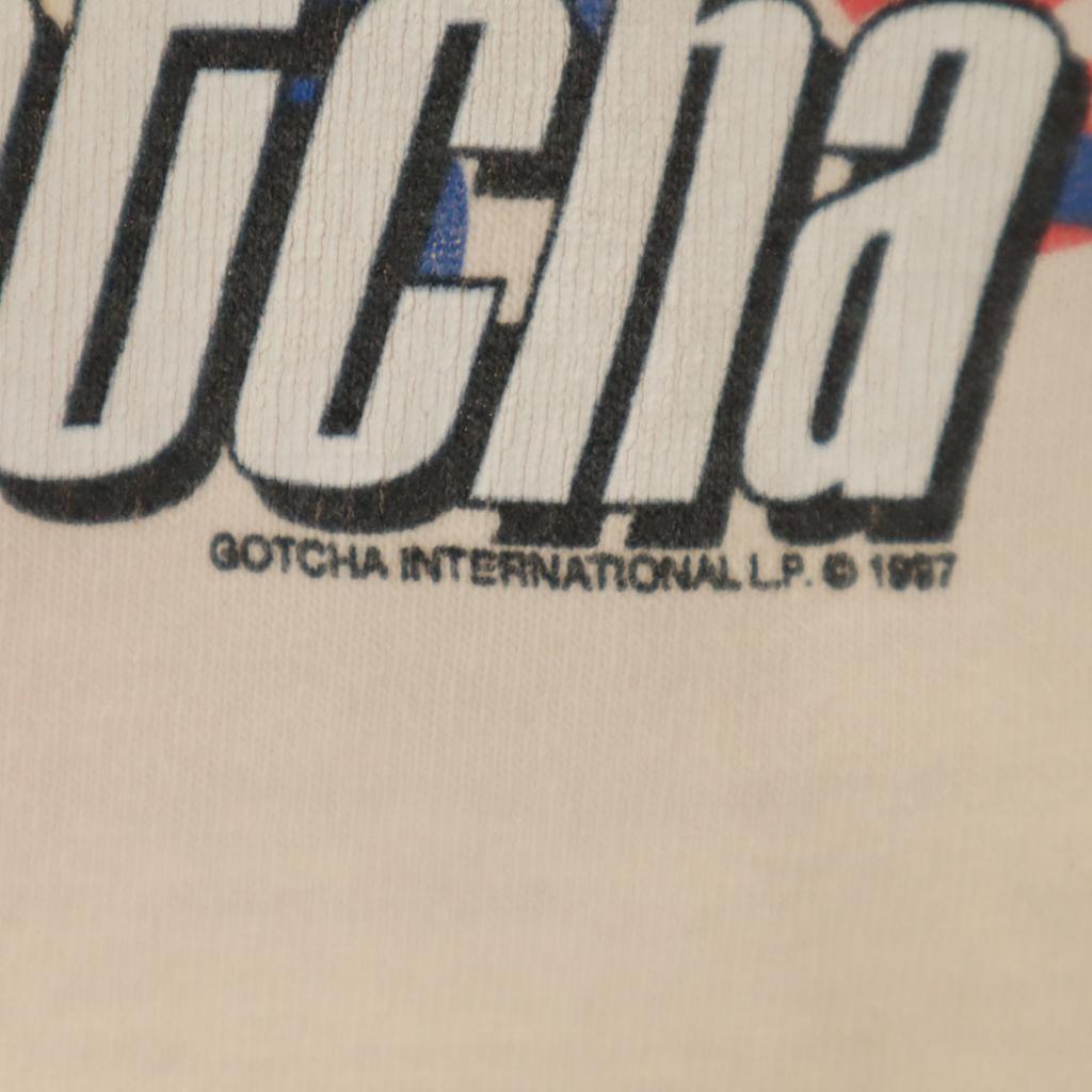 GOTCHA 90s Old Floral print Short sleeve T-shirt L Ivory Men's Used