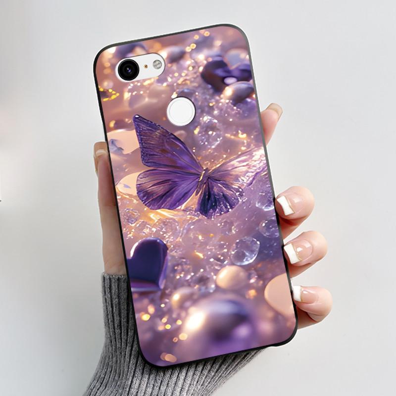 For Google Pixel 3 XL Case Black Bumper Soft TPU Silicone Cover for Pixel 3 XL Phone Cases Pixel3 3XL Butterfly Flower Capa