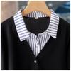 Autumn Casual Fake Two-piece Spliced Lapel Long-sleeved Shirt  Loose Button Versatile Top