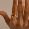 Vintage Hollow Zircon Rings For Women Metal Gold Color Trend Luxury Snake Shape Vintage Trendy Stainless Steel Ring Jewelry