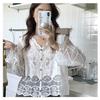New Arrival Fashion Lace V-neck Single Breasted See-through Lace Crochet Cut Out Cardigan Long Sleeves Sun Protection Shirt for Air Conditioned Rooms