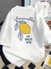 T-shirt Grafica Dolce Vita Limone per Donna/Unisex Fronte Retro Stampa Estate Italiana Vestibilità Ampia Girocollo Manica Corta Top Casual Quotidiano