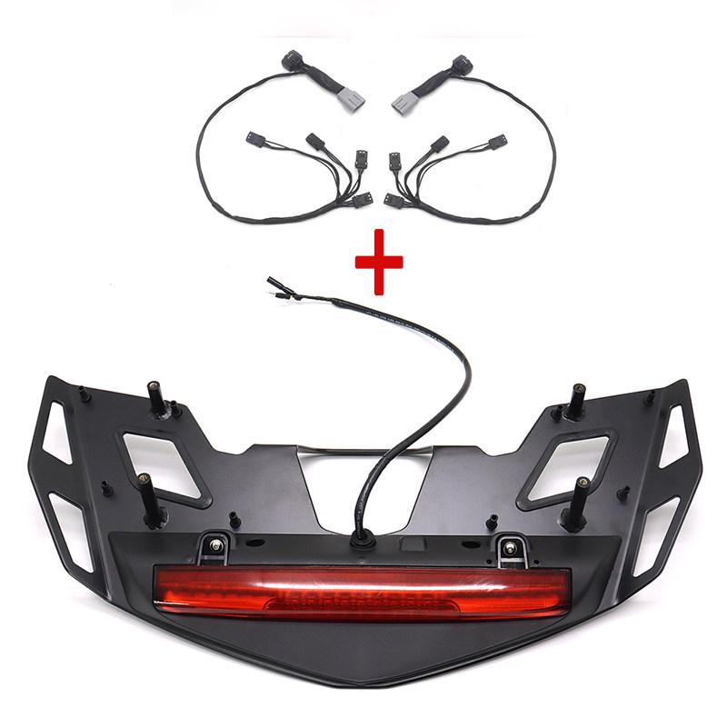 Honda Gold Wing GL1800 Motorcycle Accessories: Lights, Brake Lights, Turn Signals, Rear Luggage Rack, Seat Bracket, and Tail Components.