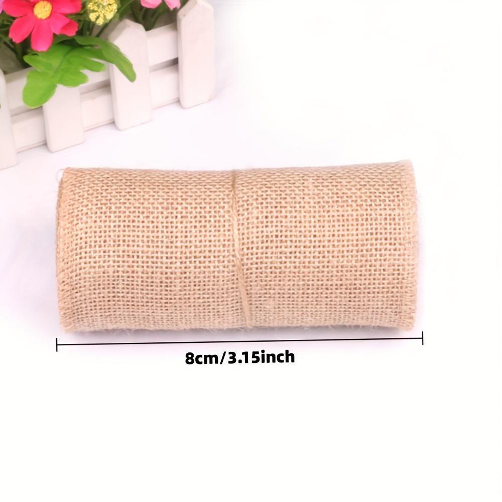 Natural Jute Fabric 1 Roll Thick Woven Jute Linen Fabric Strip Multi-Size DIY Craft Material for Belts, Christmas & Wedding Decorations