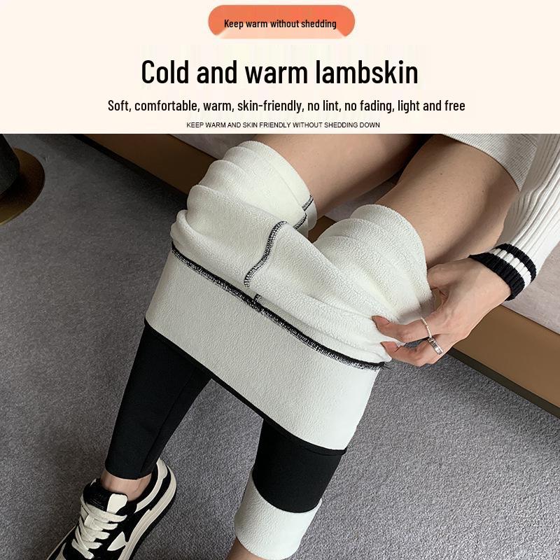 High Waist Lambswool Shark Leggings: Thickened Velvet Warm Yoga Pants for Women - Slimming and Shaping, Perfect for Autumn and Winter.