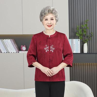 2025 Chinese Style Mid-Sleeve Summer Top for Middle-Aged Women