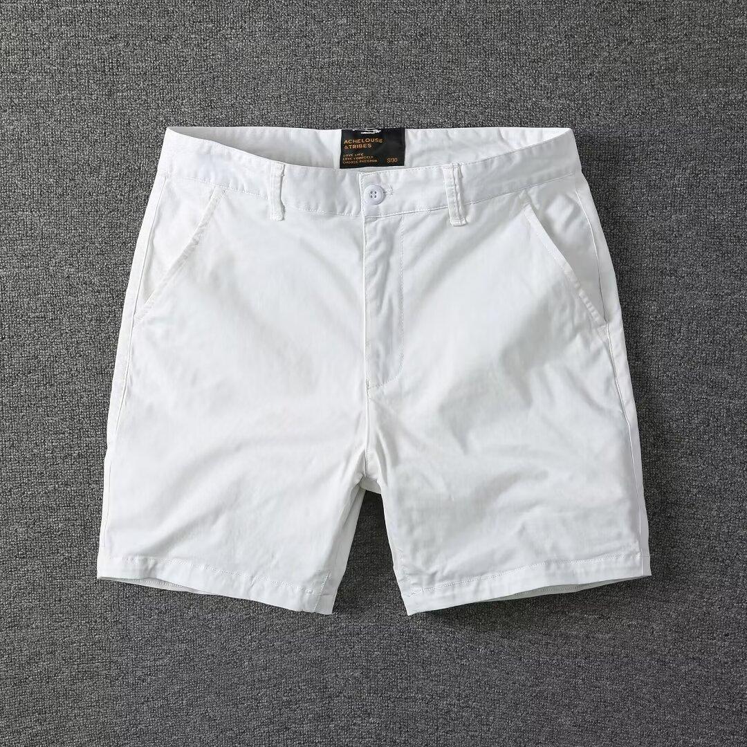 

Men s Slim Fit Casual Shorts Summer Straight Leg Three-quarter Length Fashionable Versatile Four-quarter Pants 27 білий