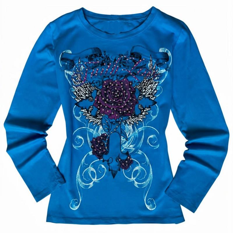 2026 Womens Short Sleeve T-Shirt Gothic Print Rhinestone Slim Fit INS Style Streetwear