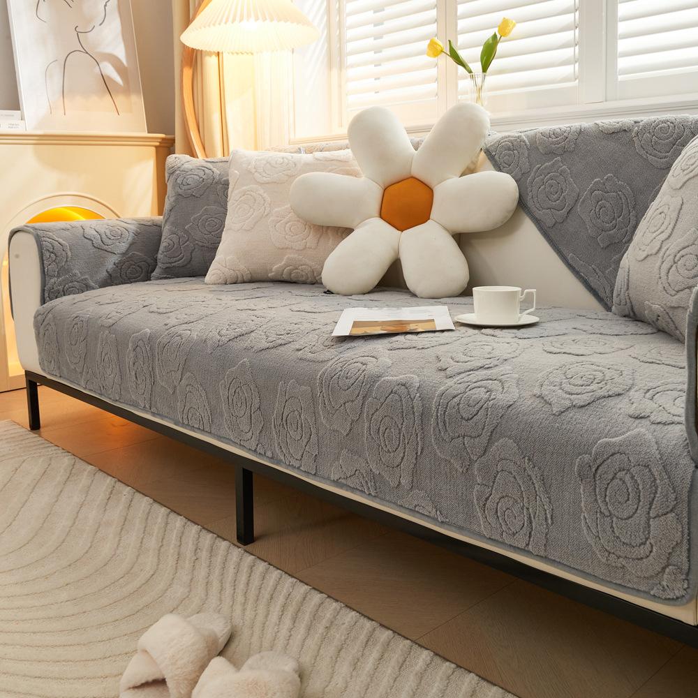 Velvet Sofa Cushion Winter Thickened Cushion Simple Modern Non-Slip Leather Sofa Cover Cover Cloth