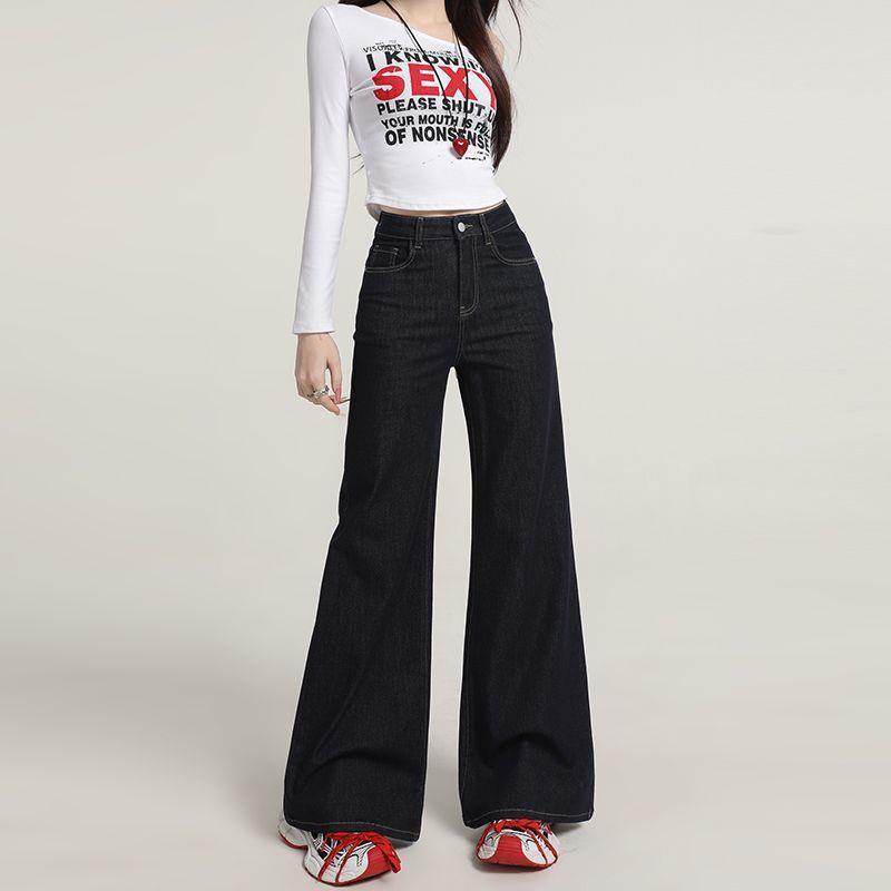 

High-Waist Flared Jeans for Women - Autumn/Winter Style, Hip-Covering, Non-Clingy, Elastic, Plus Velvet, Thickened. Denim Blue Extended