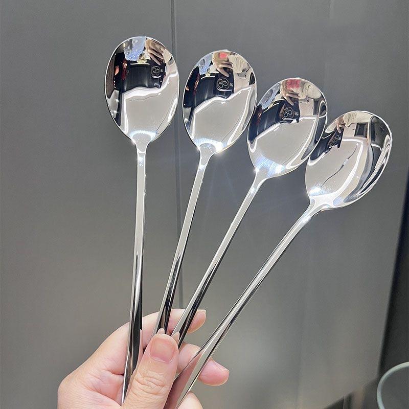 Cuchara de Acero Inoxidable Mango Largo Pulido Espejo Cuchara de Postre para Cocina Regalo