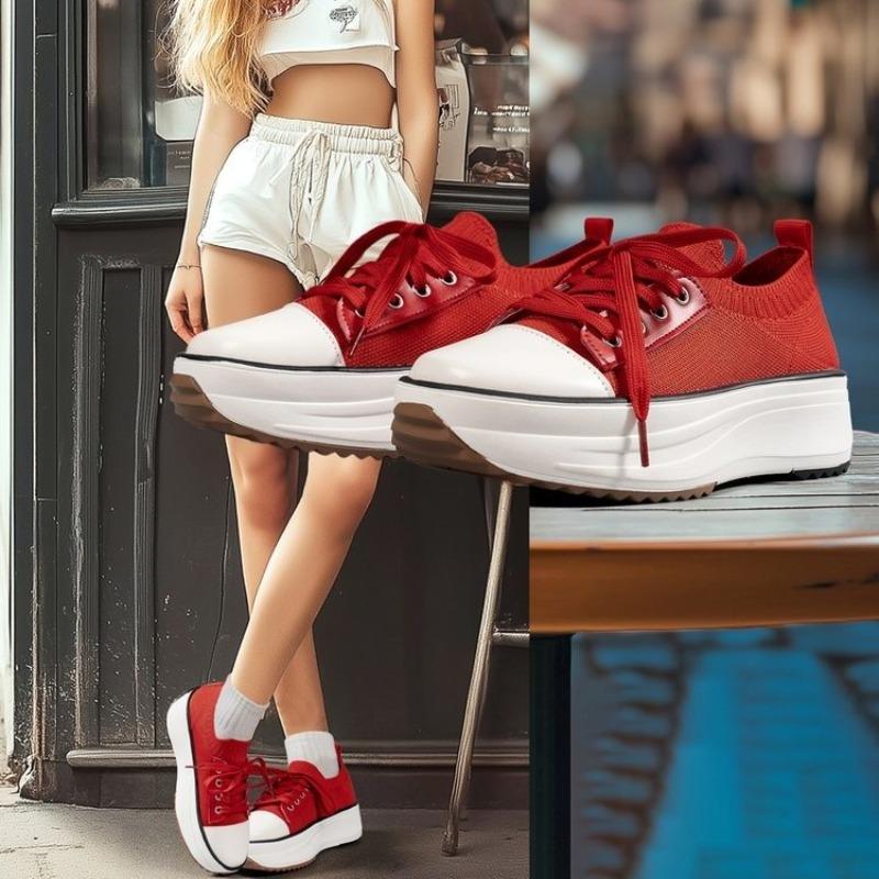 Fashion Summer New Women Fashion Casual Shoes Plus Size 43 Woman Platform  Breathable Sport Shoes Female Lace Up Tennis Sneakers