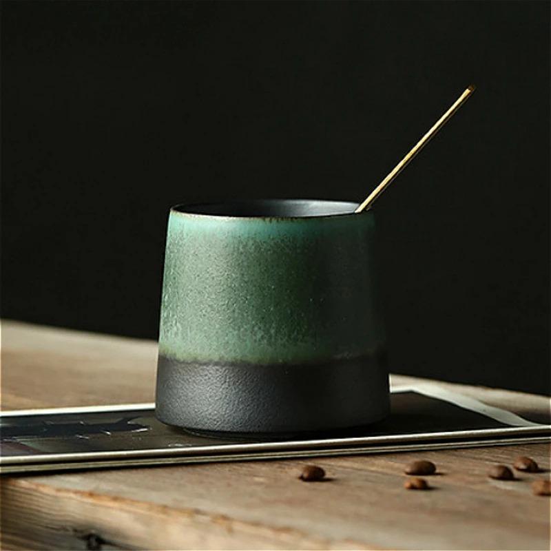 handmade ceramic cup, matte gradual change hand cup, Japanese retro literary straight mug Office Coffee Cup
