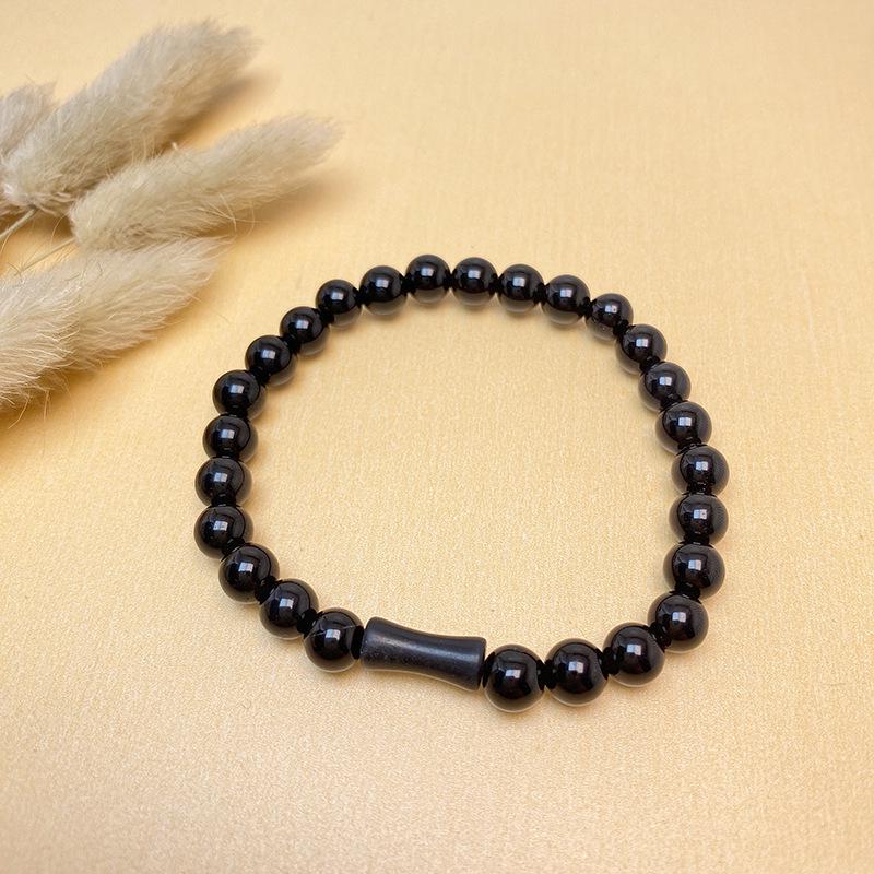 

Натуральний Оливковий Нефрит та Чорний Агат Бамбуковий Браслет зі Срібла S925 - Унісекс Мінімалістичний Ретро Дизайн 16cm