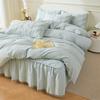 3pcs Duvet Skirt Pillowcase Quilted Bedspread, Elegant Style Ruffle Bed Flounce Wrinkle Resistant and Fade Resistant Bedding