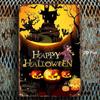 1pc 2D Flat Halloween Iron Sign Pumpkin Lanterns Ghost House Night Scene 8x12in Wall Hanging Home Bar Garage Club Decor