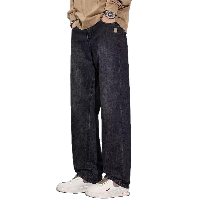 Autumn and Winter New Casual Trousers Men's Loose Straight Fleece Thickened American Wide-leg Pants Retro Jeans