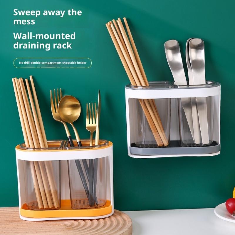 Utensil Holder Cutlery Drainer Kitchen Tableware Storage Bucket Plastic Chopstick Spoon Storage Rack Detachable Kitchen Tools