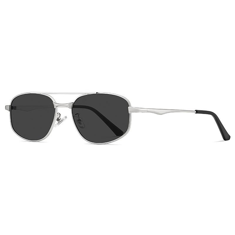 Unisex Metal Double Bridge Aviator Sunglasses, Gradient Lens UV400 Stylish Outdoor Eyewear серебряный серый