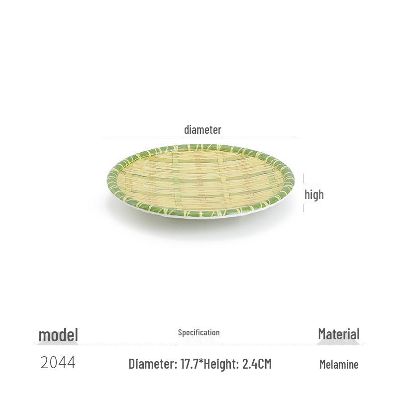 Kreative Melamin-Platte im Bambus-Web-Stil für Hot Pot, Grill und Dessert-Servieren