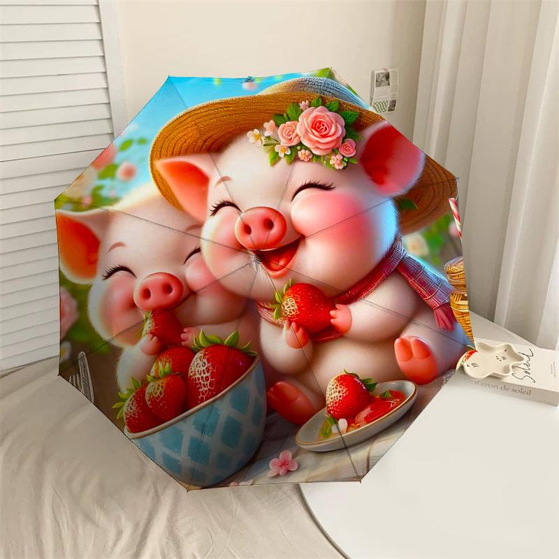 

1PC strawberry picnic Umbrella-8-Rib Reinforced, Automatic Open, Lightweight & Durable, Fashion Accessory for Outdoor-L0349
