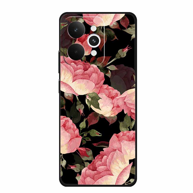 For Realme 15 15 Pro 5G Black Case 3D TPU Silicone Soft Back Cover For Realme C15 6.5" Funda Emboss Relief Flowers Bag Casing