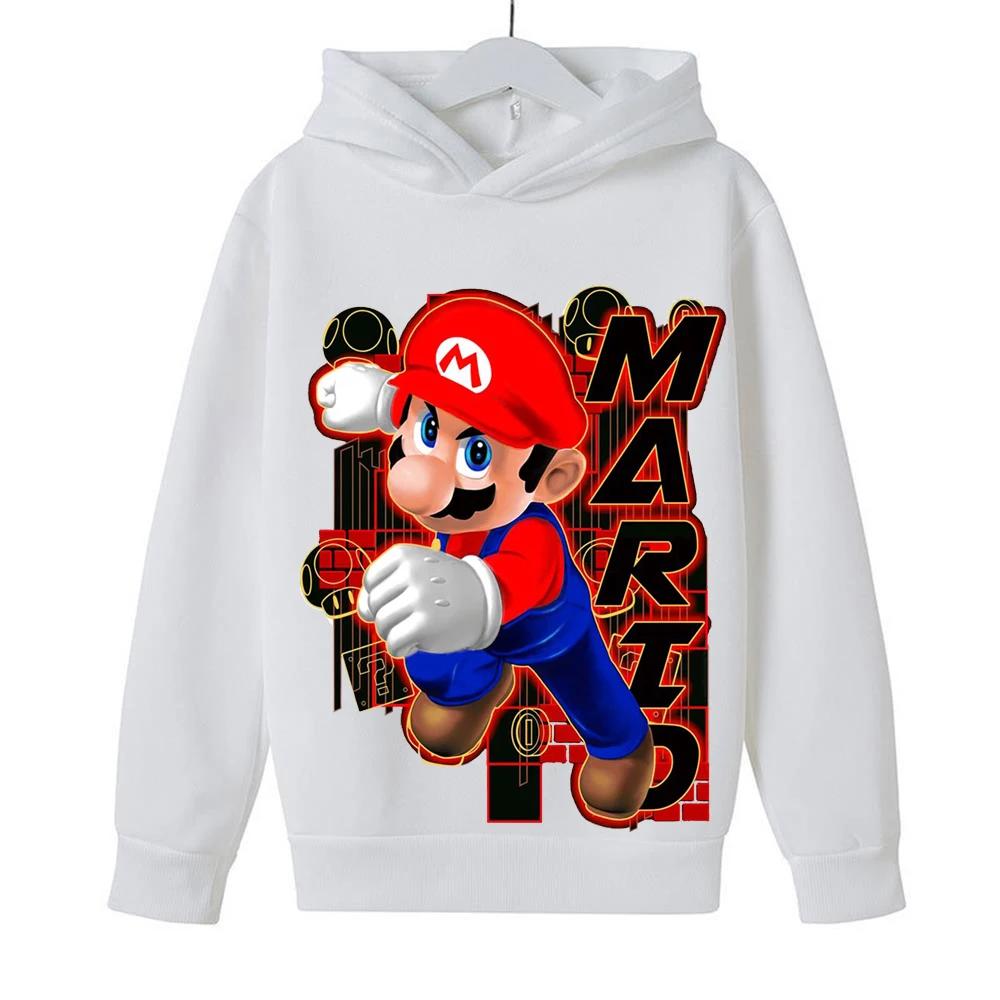 Horká hra Super Mario Bros Dětská mikina s kapucí Dětské chlapecké dívčí oblečení Pulovr Kreslený potisk Top Jarní Podzimní Módní Mikina