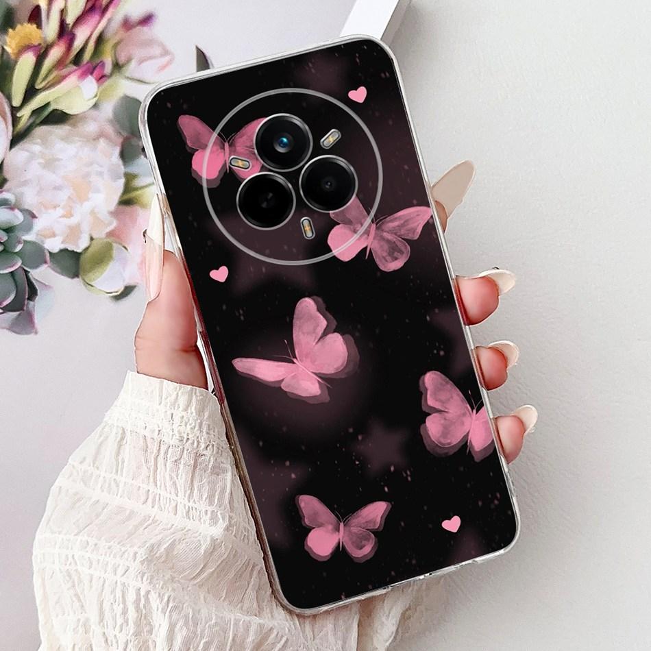 For Realme 14 Pro 14Pro+ Elegant Floral Cat Printed Phone Case For Realme 14 Pro Plus 14Pro 5G Soft Silicone TPU Cases