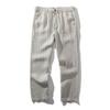 Old Qian Style Pure Linen Pants Men's Summer Thin Straight Trousers Foreign Trade Men's Cotton and Linen Casual Pants