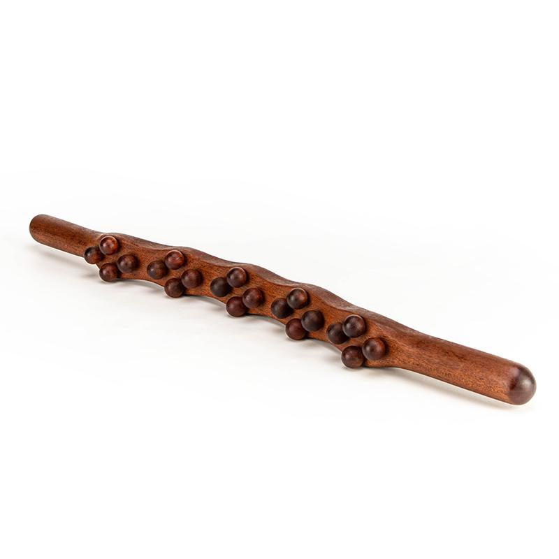 Premium Guasha Wood Stick Massage Tool with 31 Beads for Body Sculpting Fascia Release Lymphatic Drainage Natural Wood Massager