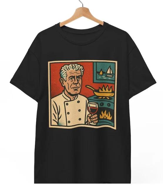 Anthony Bourdain Comic T-Shirt: Retro Chef Graphic Tee 2XL