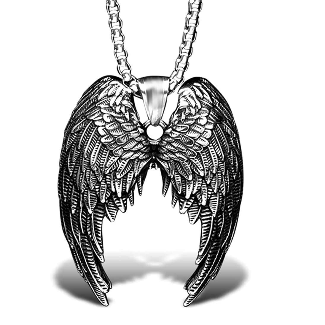 

Punk Personality Sliver Color Feathers Big Ings Pendant Stainless Steel Necklace for Women Men Nightclub Hip-hop Jewelry Gifts