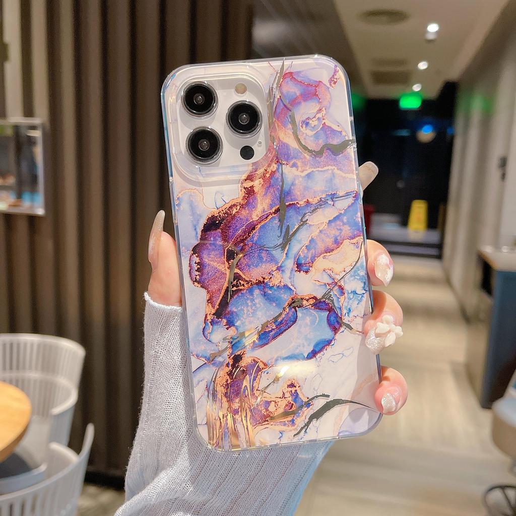 IPhone 15 Mobile Phone Glazed Marble Shell Suitable for Apple 13/14/15 ProMax Gold Stamping Full Package