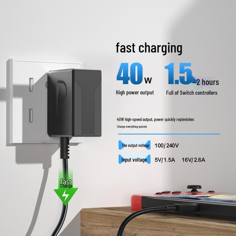 Nintendo Switch Fast Charge 15V/2.6A Safe & Stable Charger for Console & Peripherals