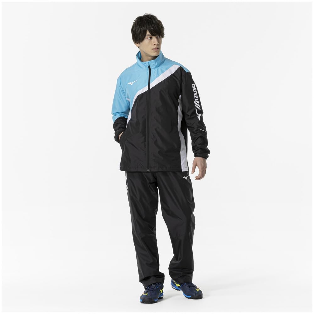 Mizuno Tennis Windbreaker Standard Mesh Black x Blue Size M Jacket, Water-Repellent, Silhouette, Lining, 62MEA503, Atoll,