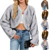 Fashionable Women's Plush Short Jacket Fauxsuit Collar