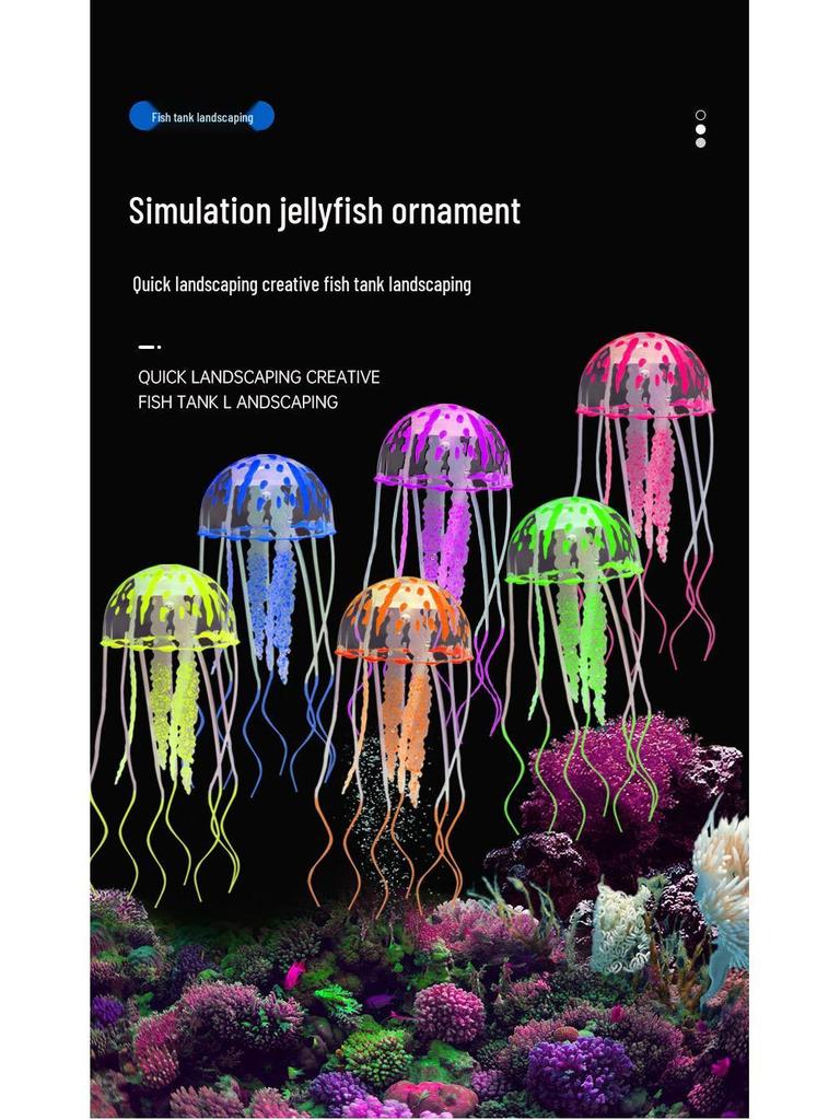 Floating Fluorescent Silicone Jellyfish Aquarium Decoration