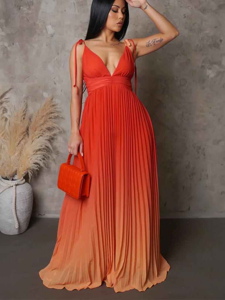 2025 Summer Gradient Strappy Backless Long Dress