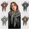 Lightweight Knitted Triangle Scarf Striped Pattern Winter Neckerchief Wool Shawl Scarf  Women