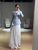 Elegant Women's Long-Sleeve Formal Dress with Waist-Cinching, Light Summer 2025 European & American Style