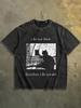 Lustiges Existenzialistisches Katze Acid Wash Schwarzes T-Shirt Vintage Meme Grafik-T-Shirt Unisex