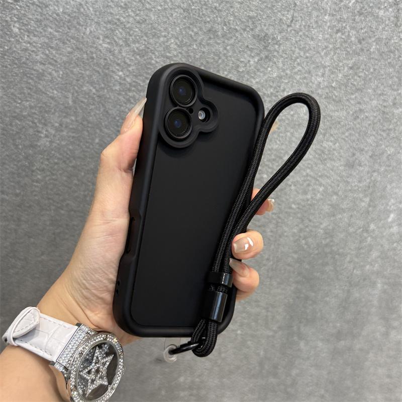 Candy Color Soft Silicone Rubber Case for iPhone 16 15 14 Plus 13 12 11 Pro Max Matte Shockproof Camera Protection Strap Cover