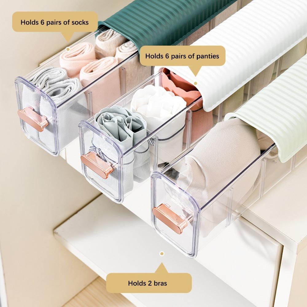 

Gold Plated Handle Drawer-Type Storage Box PET+PP Wall Underwear Organizer Storage Rack Home Use белый