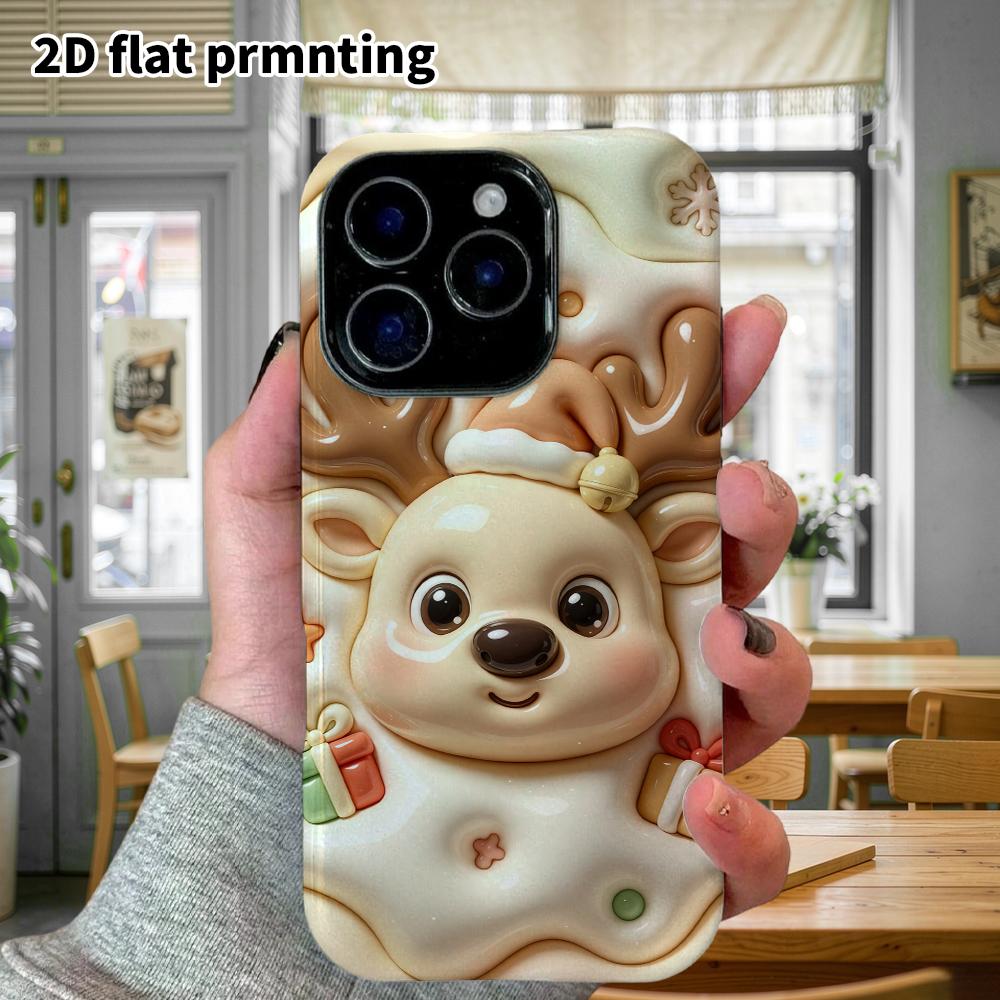 Phone Case: 2D Flat Design Suitable for iPhone 18 17 16 15 14 13 Pro Protective Case, Christmas Reindeer, Perfect Holiday Gift for Christmas and Hallo