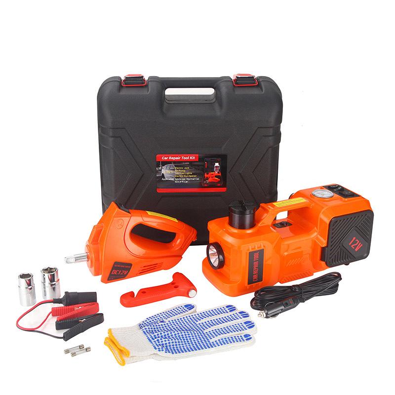 Zestaw 5-tonowego elektrycznego podnośnika samochodowego z pompką powietrza 12V i kluczem