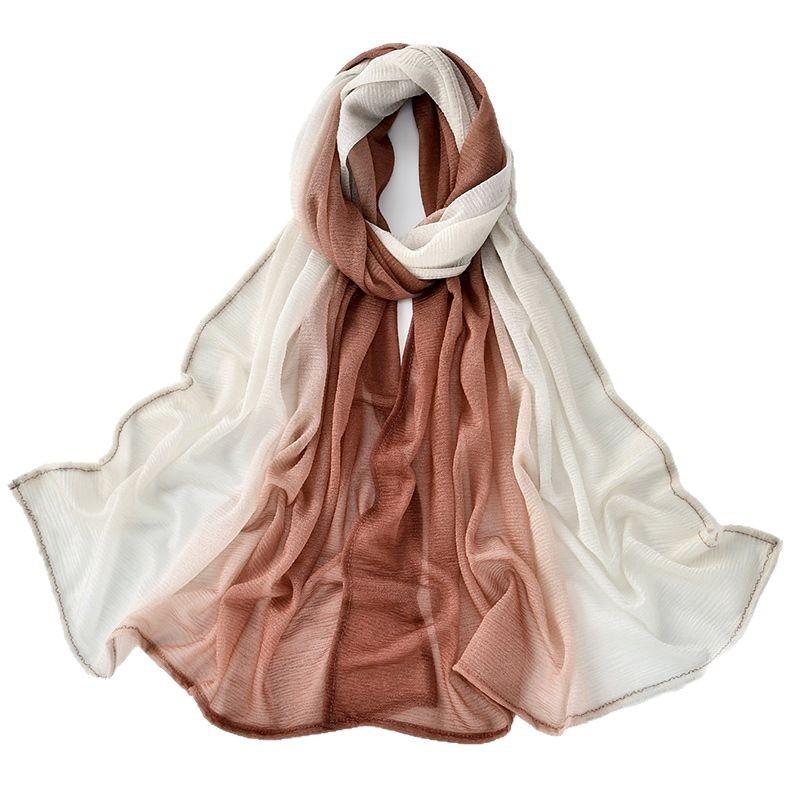 Hot-selling new solid color gradual change color silk scarf long scarf women's scarf spring and autumn polyester thin yarn